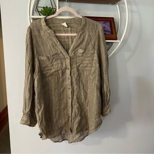 Akemi & Kin Itzel Anthropologie Women's 14 Metallic Button Down Blouse Gray